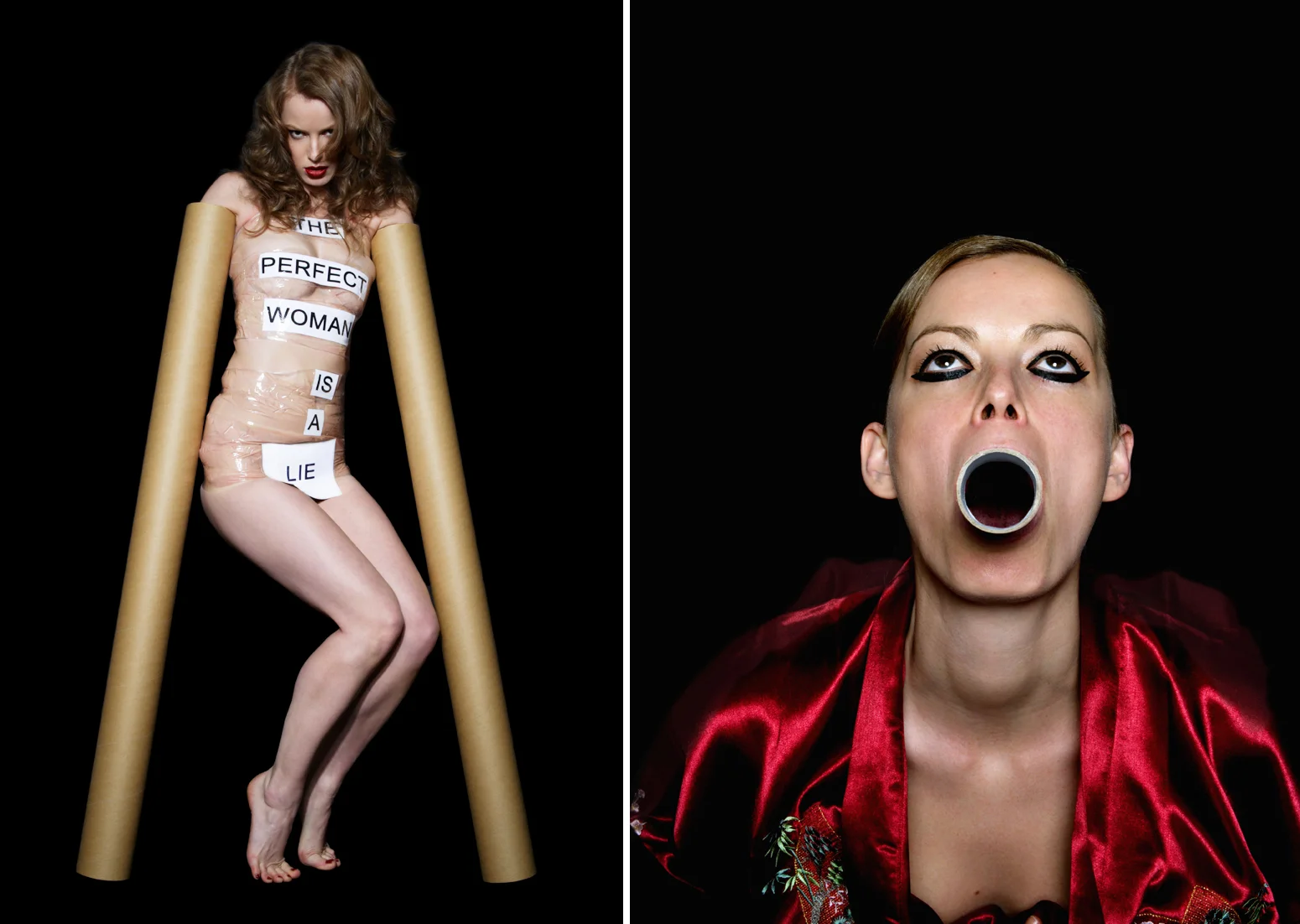 The Perfect Woman Is A Lie, self portrait, 2006, 40 cm x 60 cm, 80 cm x 120 cm  / Referenz #4  self-portrait, 2006, 80 cm x 120 cm, lambda print