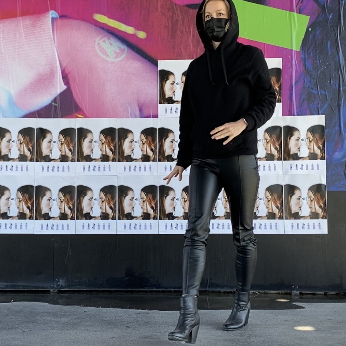  Susanne Junker installing work in public space, 2021, Paris, France  