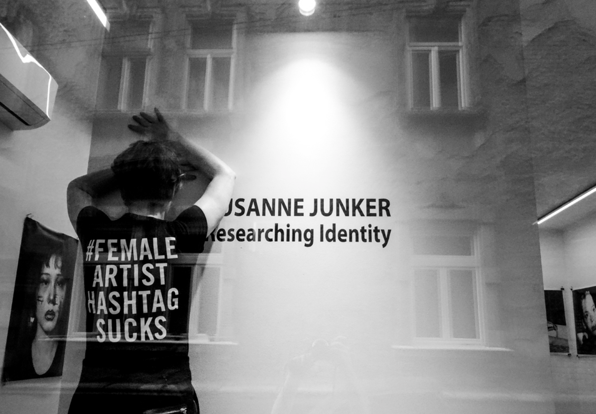  Susanne Junker at her exhibition “Re-Searching Identity” at Laufer Art gallery during Belgrade Photo Month, March 2019, Belgrade, Serbia. 