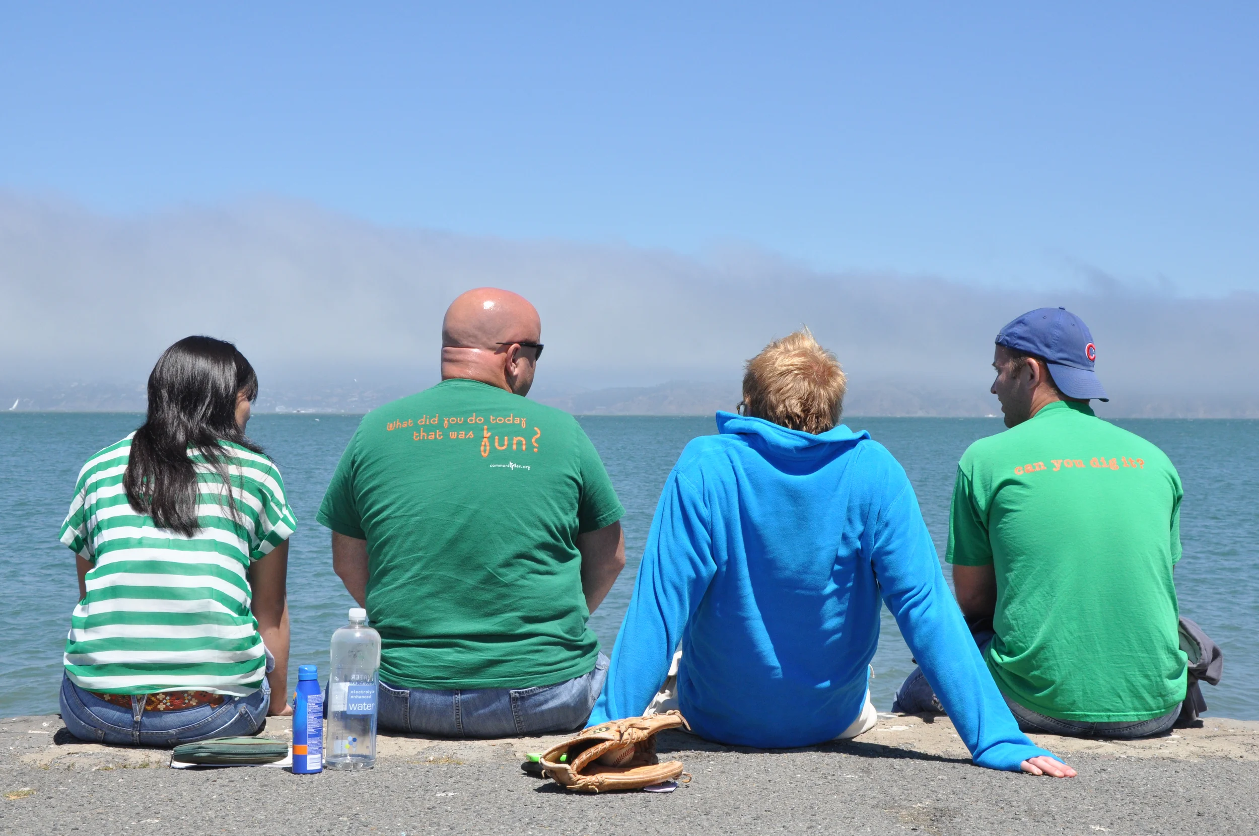 Becky, Doug, Steve, and John take in the Pacific Ocean at the end of a long morning.