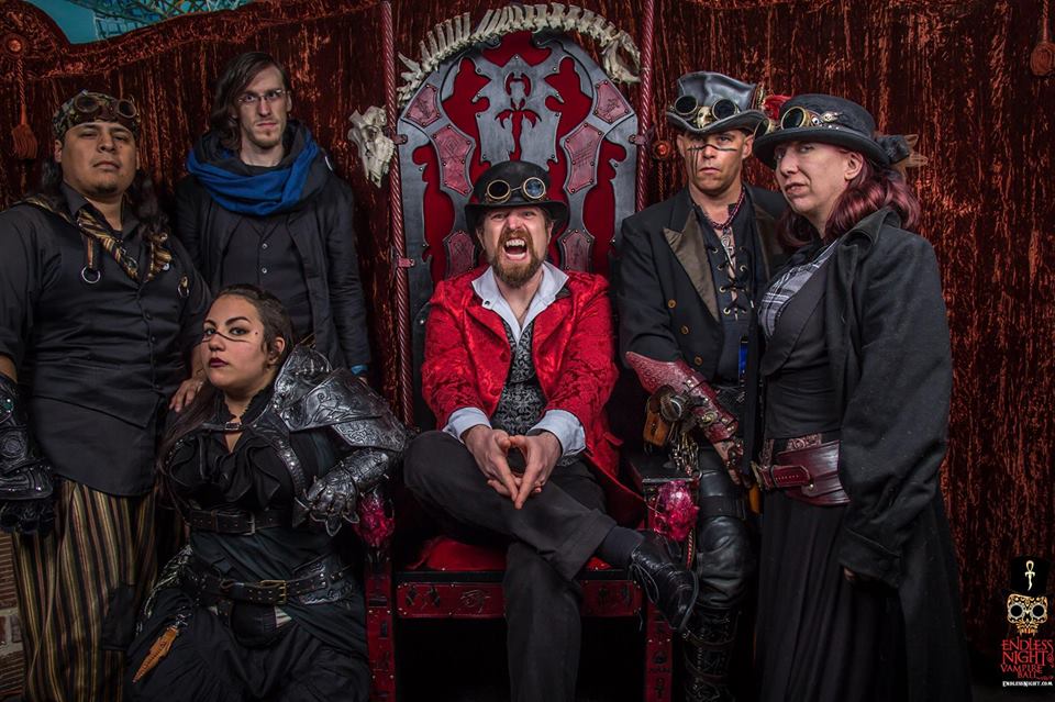 Father Sebastiaan with the crew of the Airship Isabella at the Tampa Vampire Ball 2014. 
