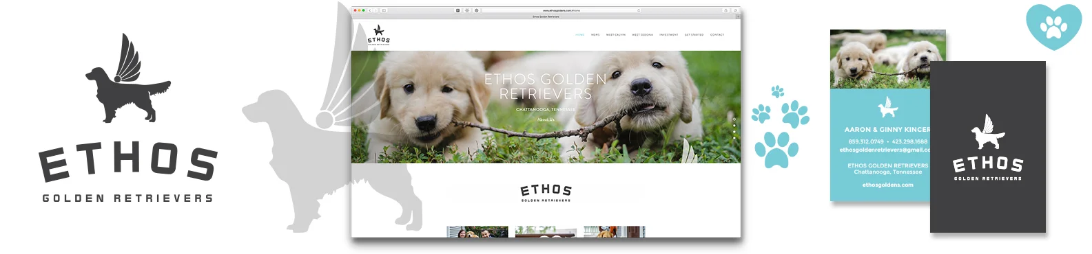ETHOS Golden Retrievers Logo Brand Identity Photography Website