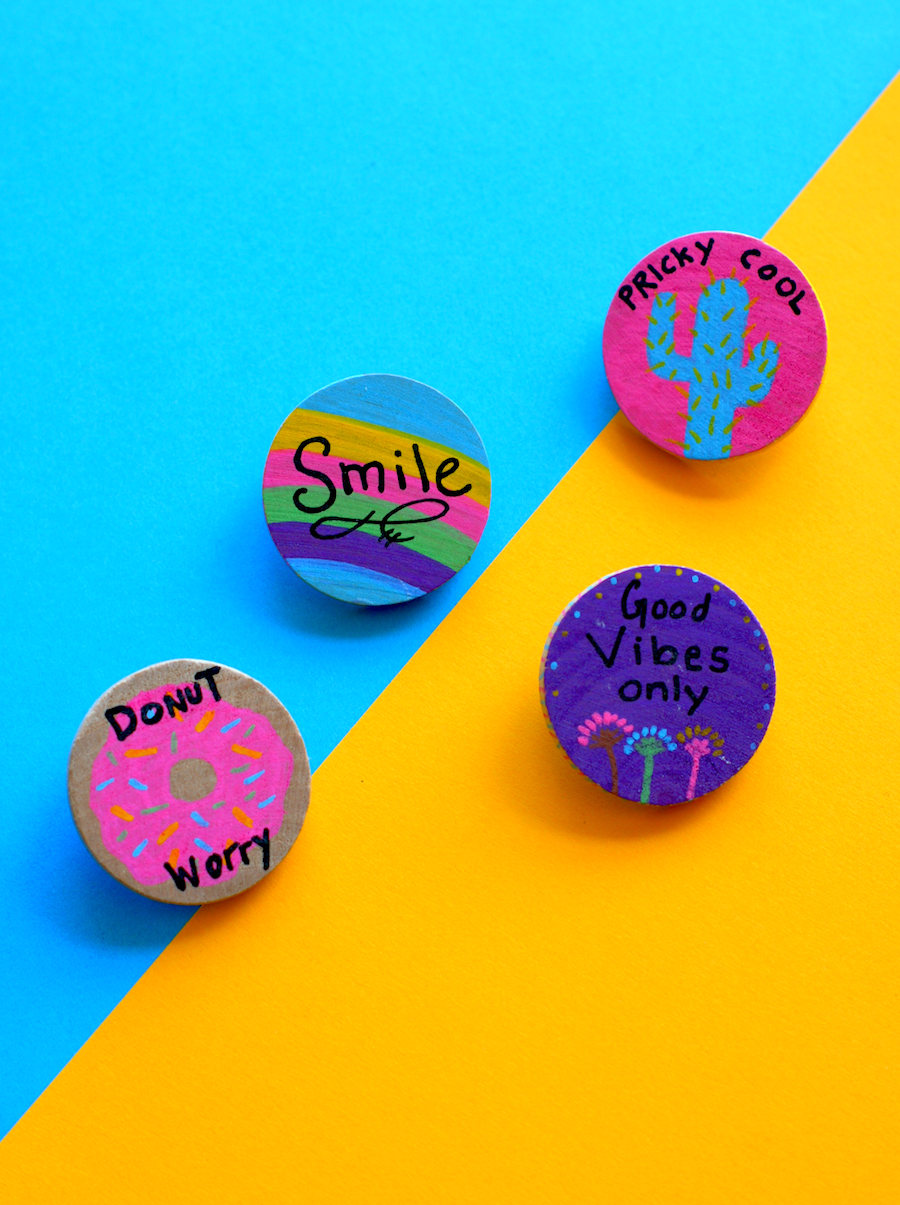 Crafting with Markers - Kitchy Wood Brooches — A Charming Project
