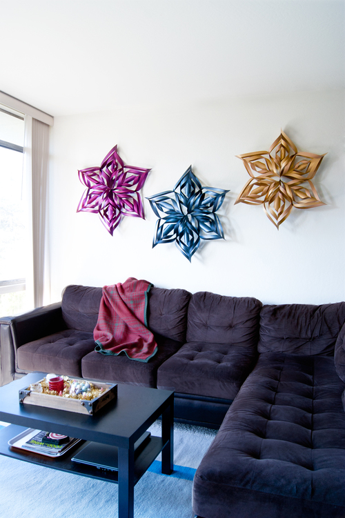 How to Make DIY Wood Snowflakes - two purple couches