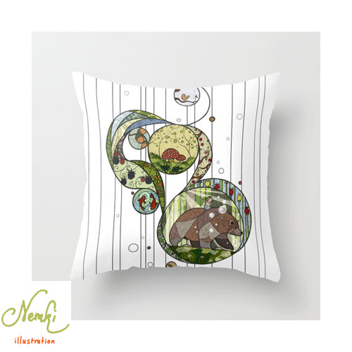 nemki - Forest Illustrated Throw Pillow