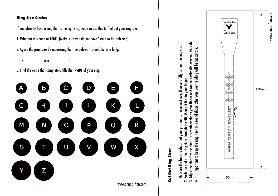 Cut Out Ring Size Chart Pdf