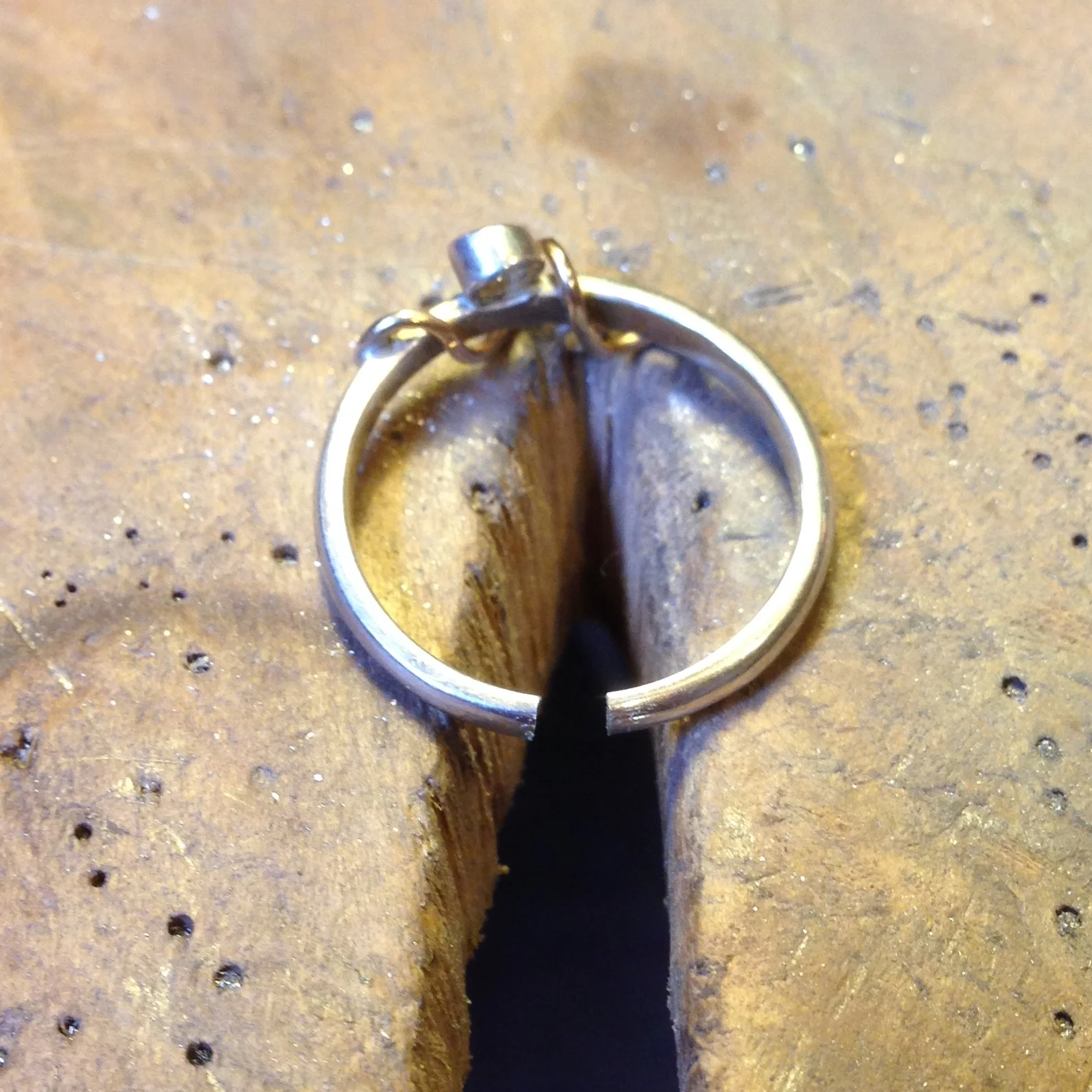 A small piece is carefully cut out.