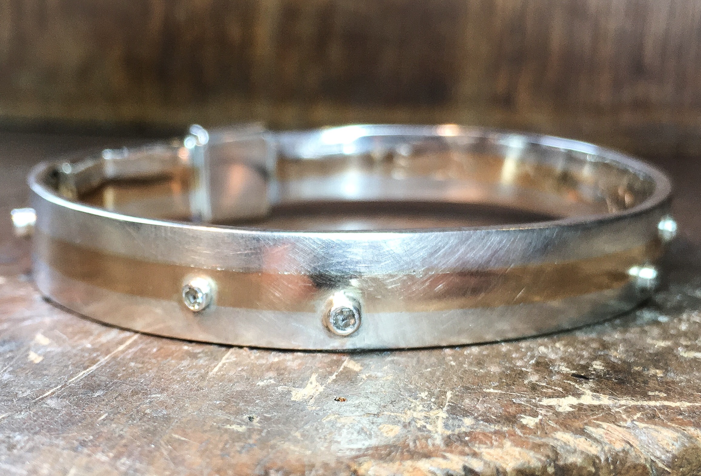 Heavyweight gold and silver bangle
