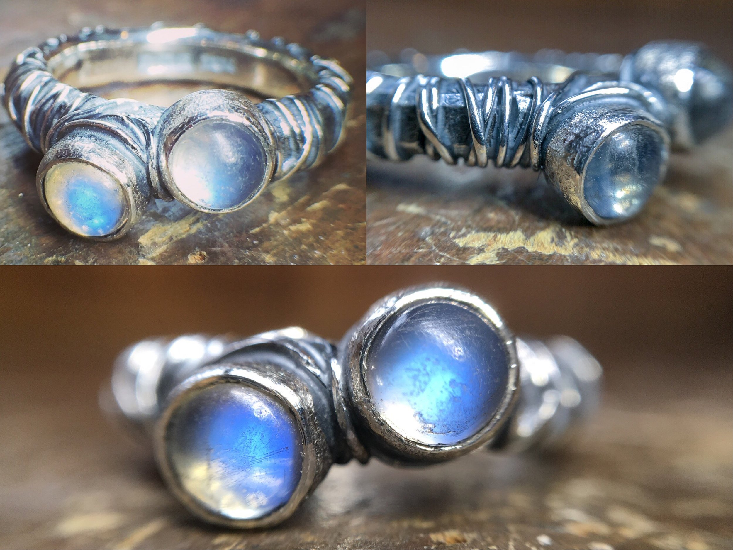 Moonstone recycled silver ring