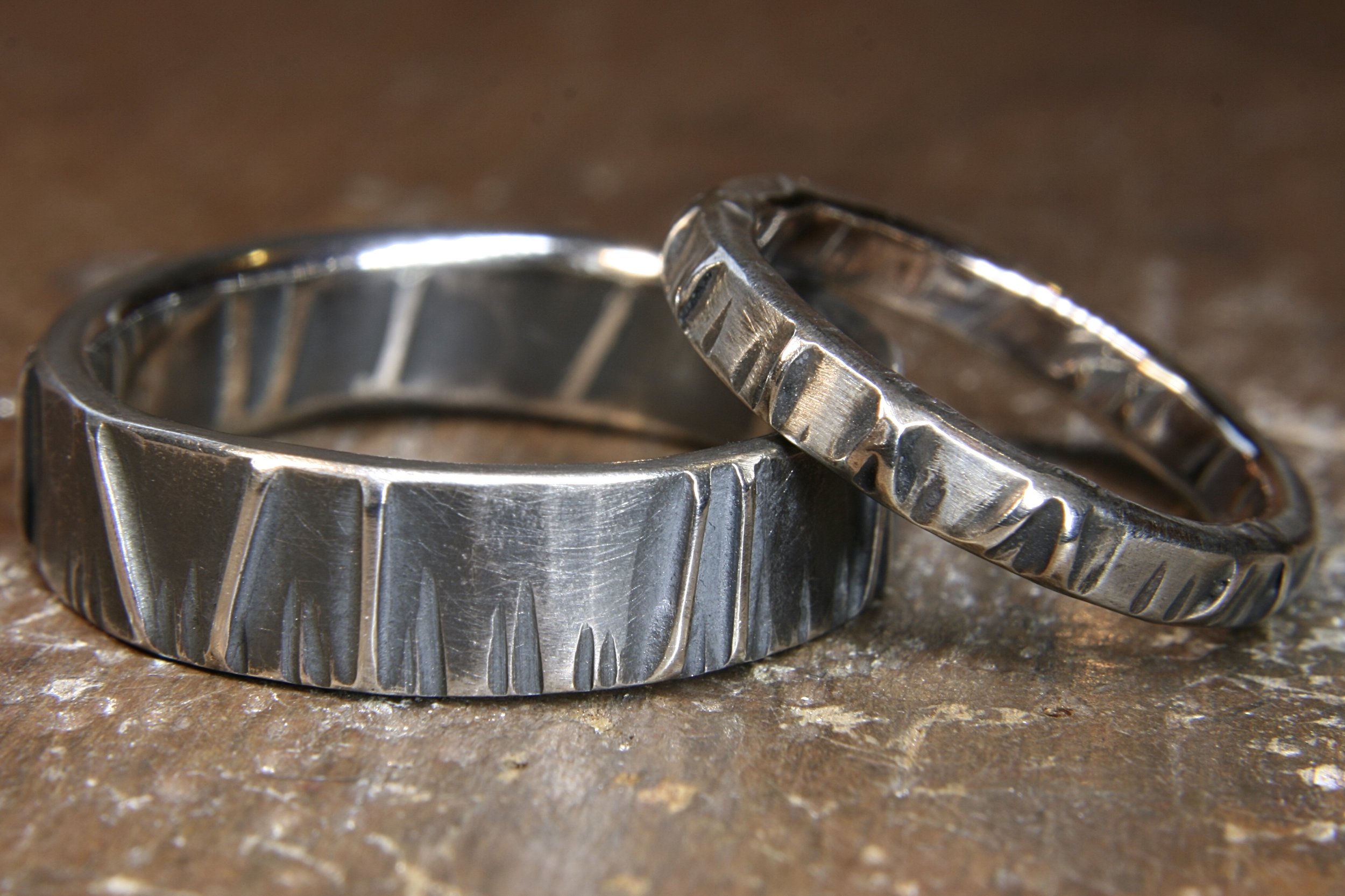 Eco-gothic recycled wedding rings