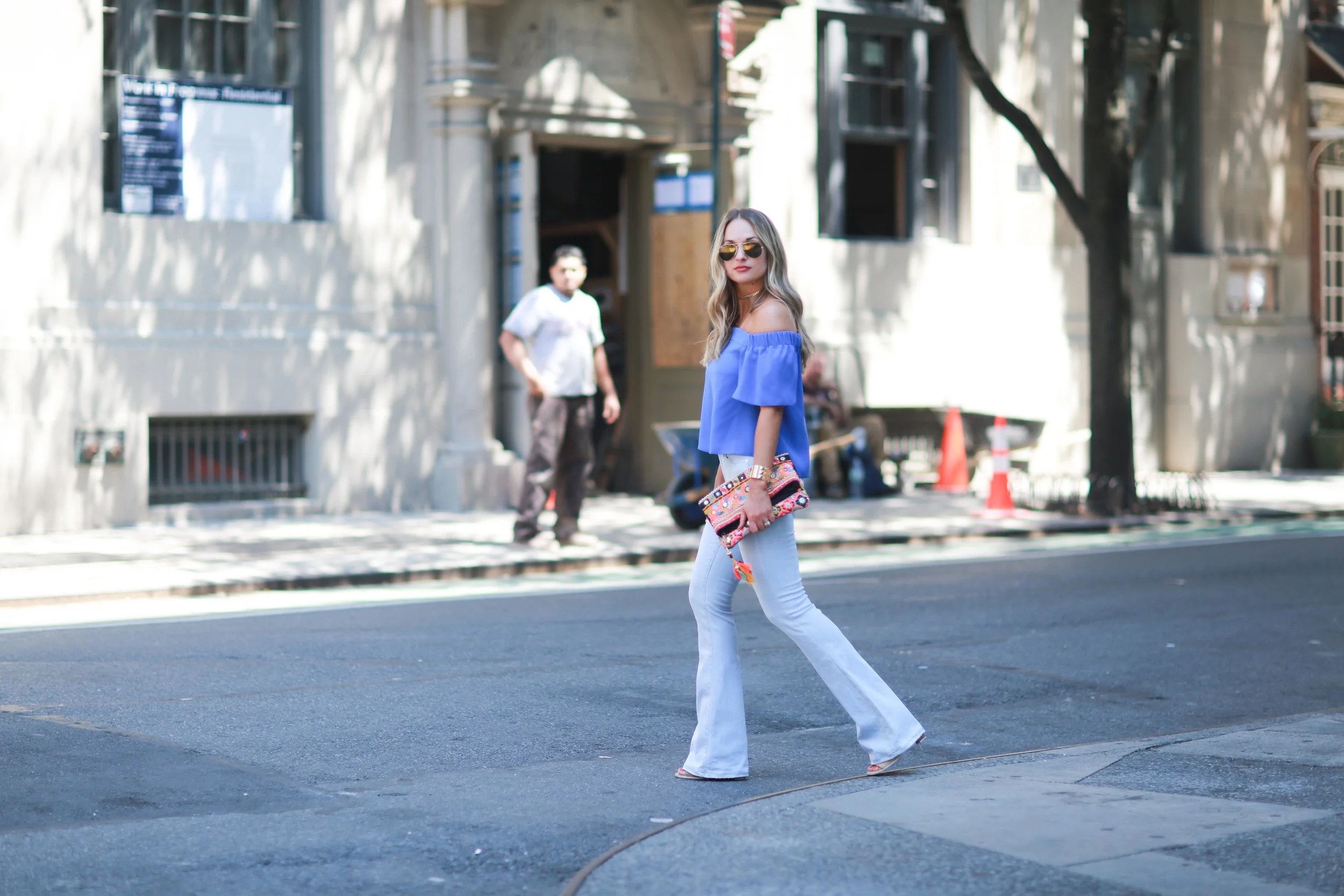 blue off-the-shoulder-top