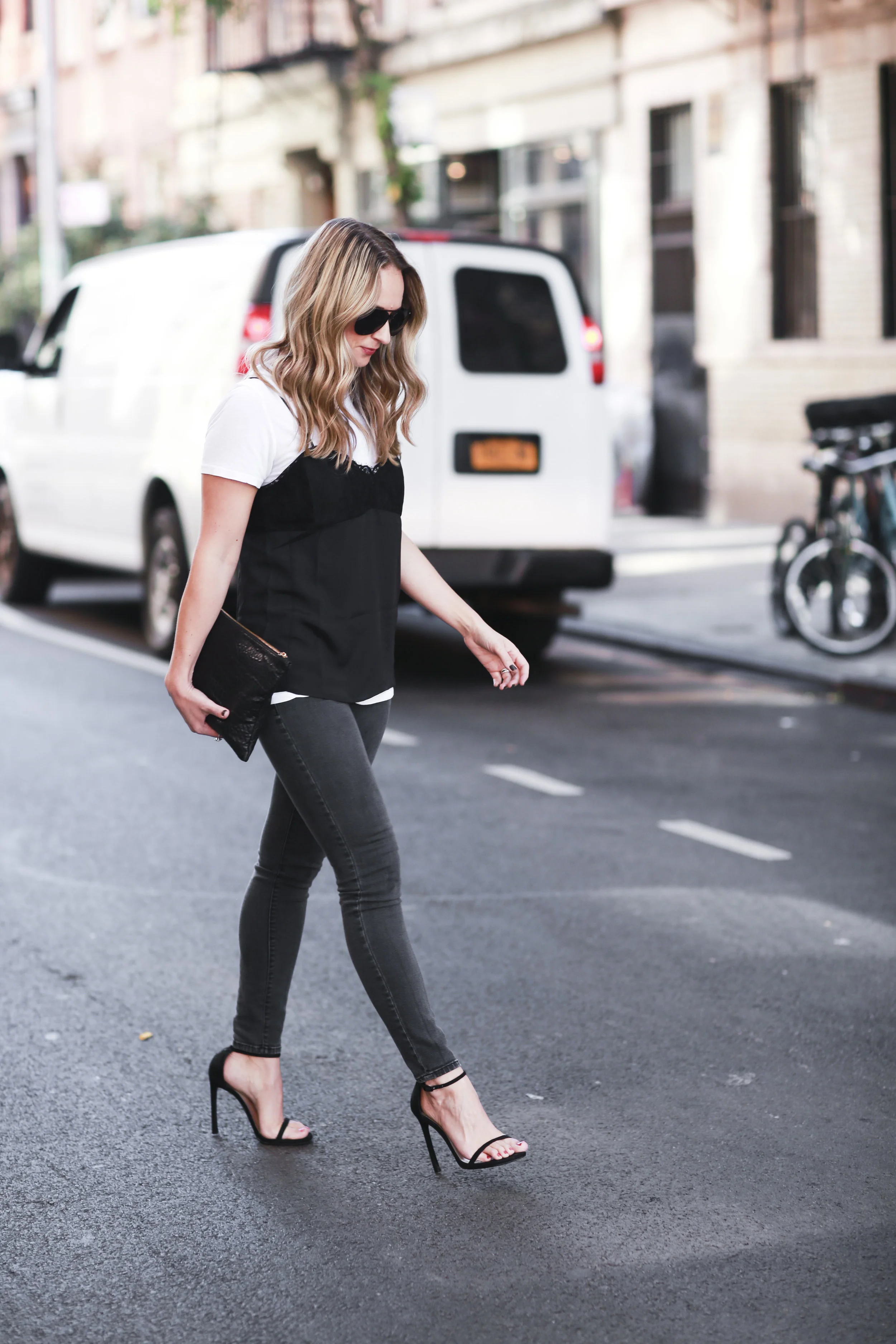 black lace camisole