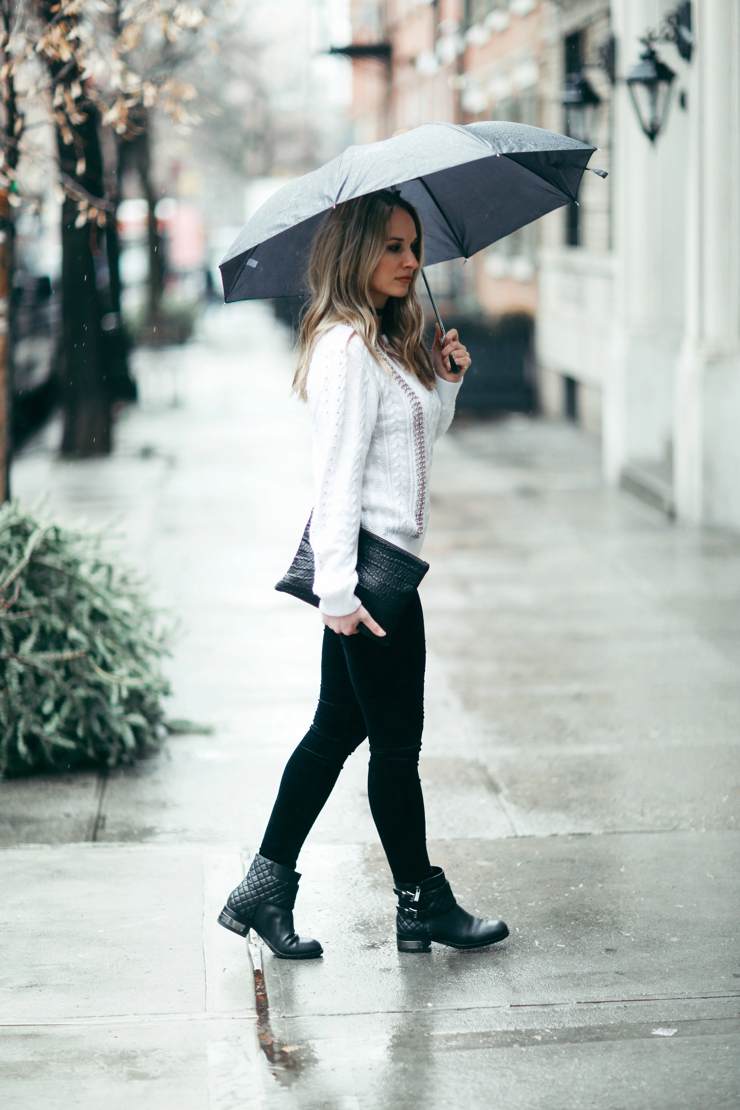 white studded sweater