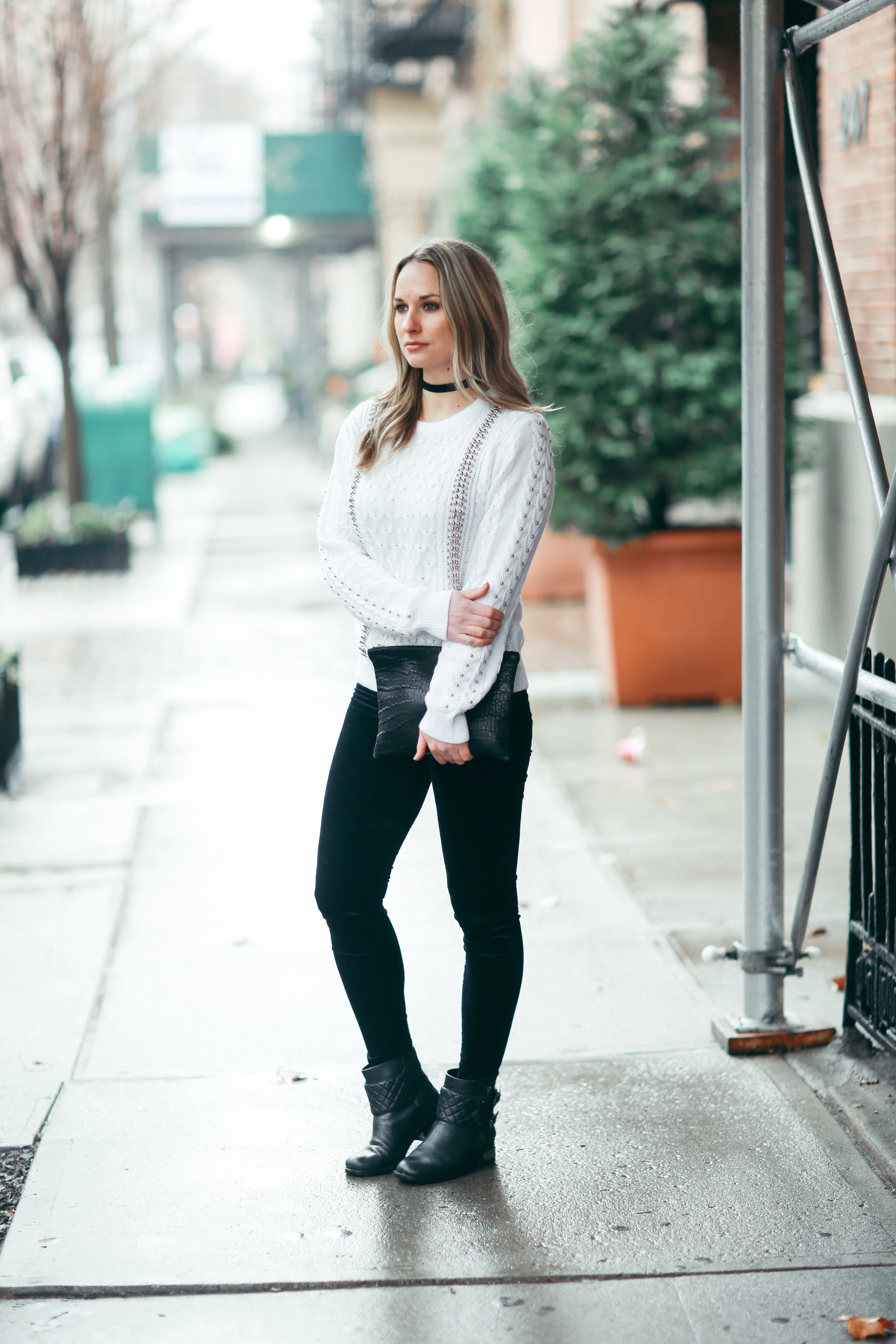 endless rose white studded sweater