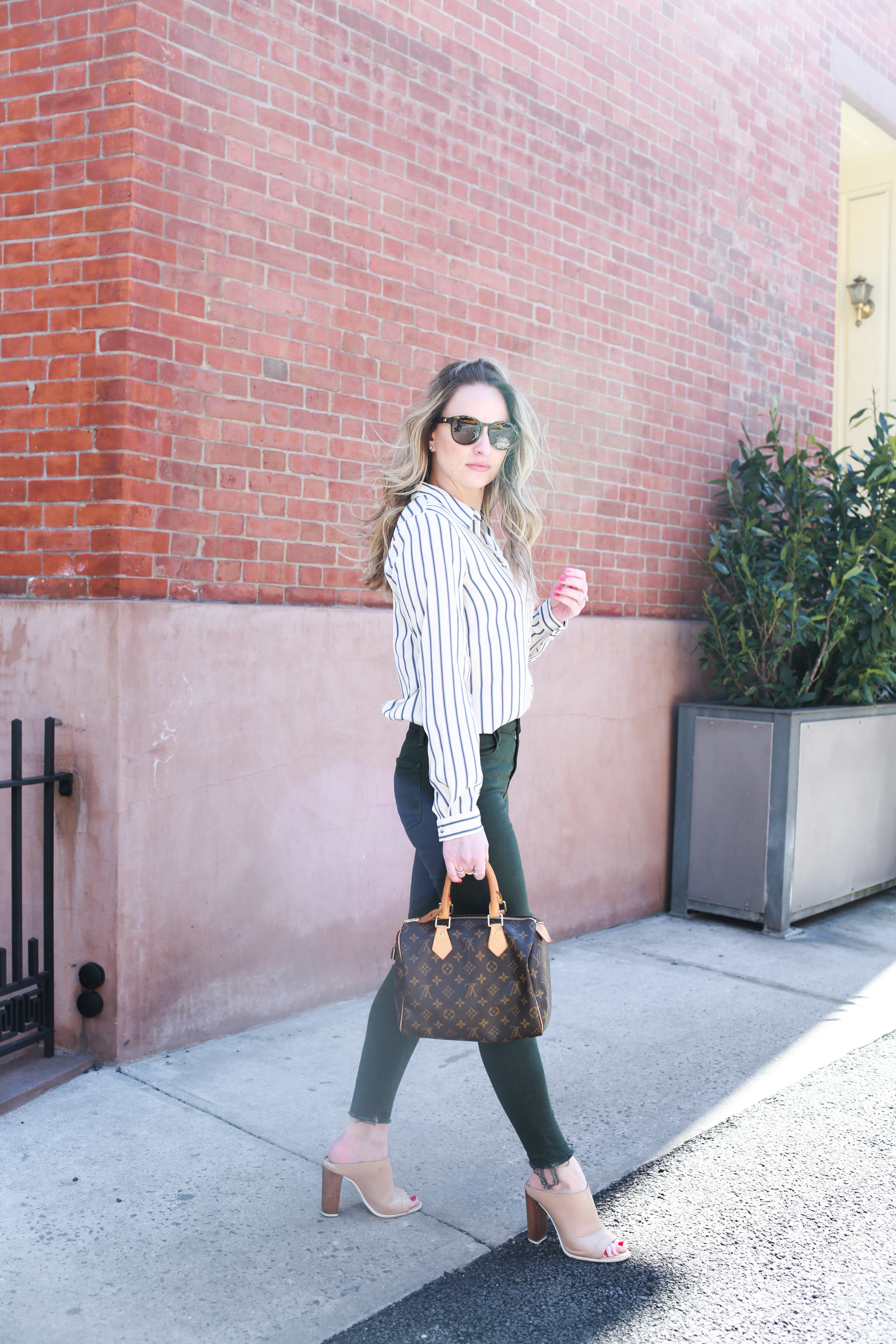 striped button down blouse