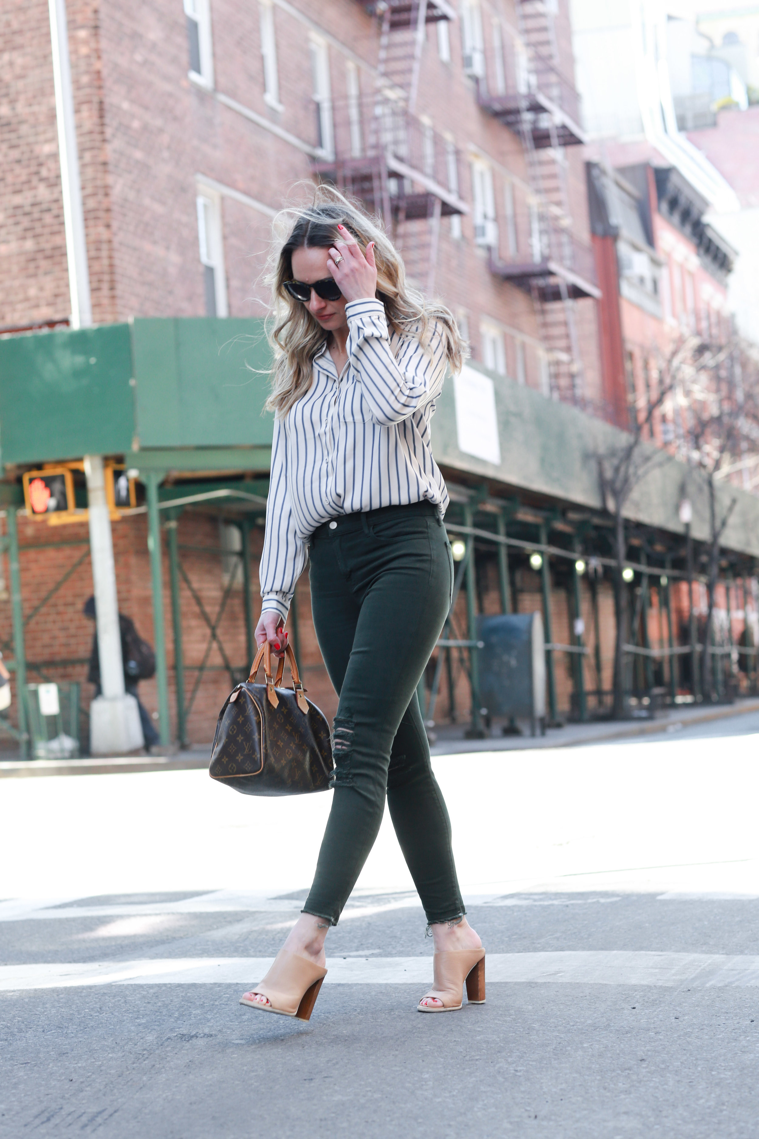 striped button down blouse