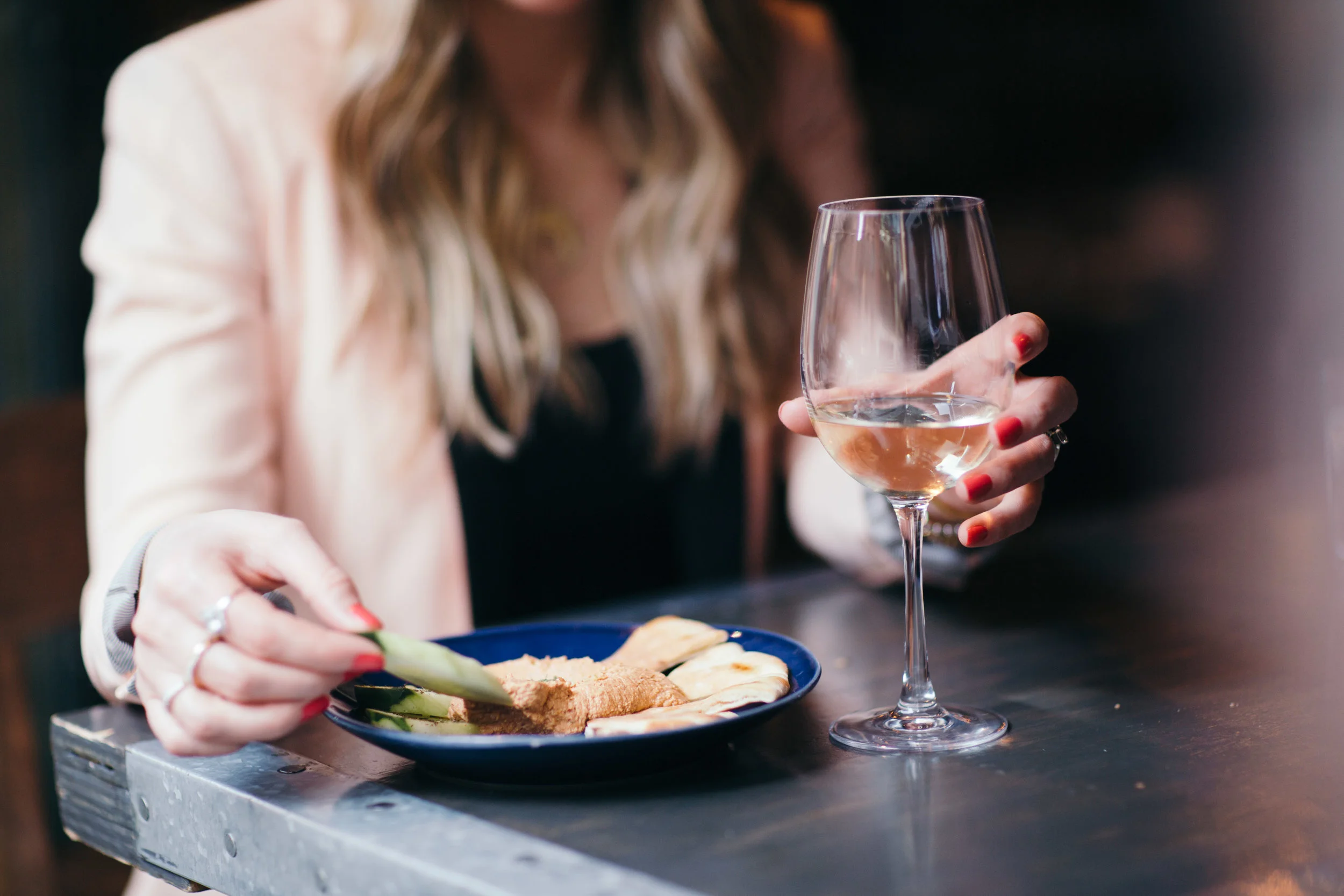 vermentino wine and spicy feta dip