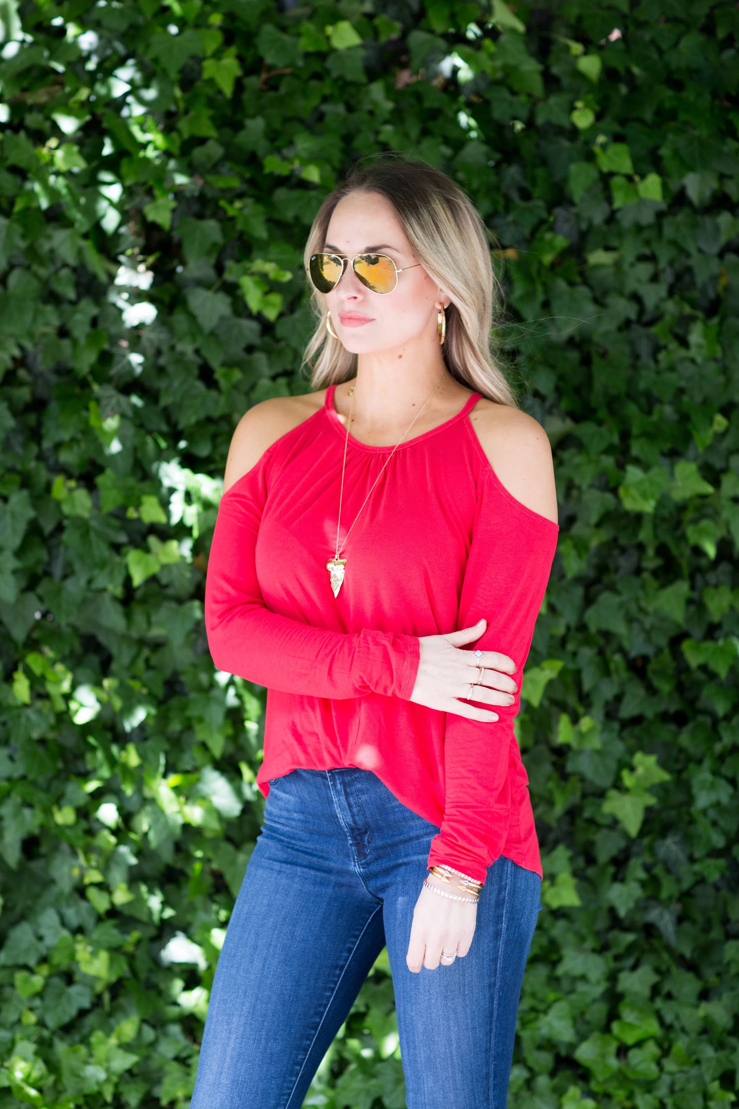 michael stars exposed shoulder top