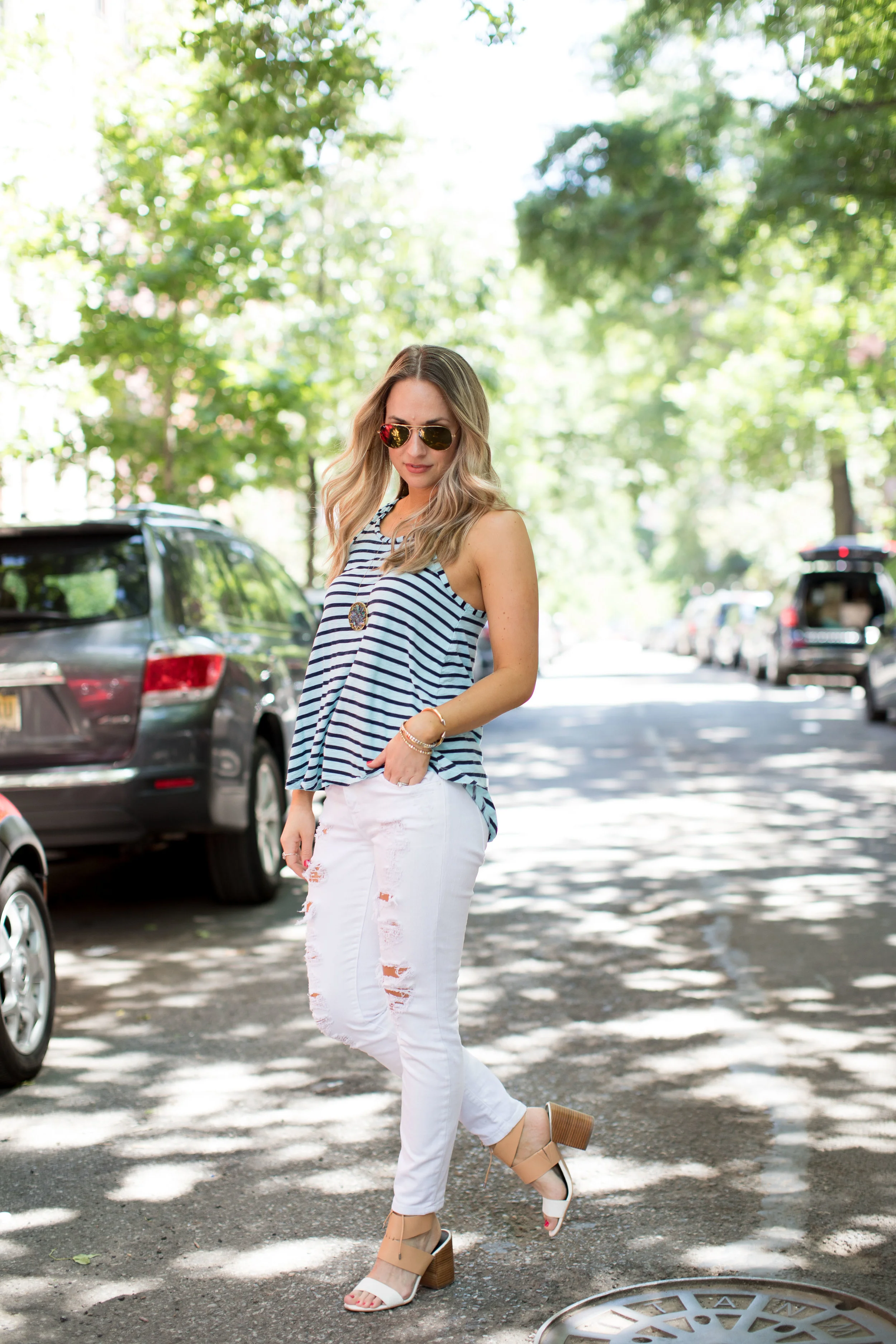 destroyed white denim