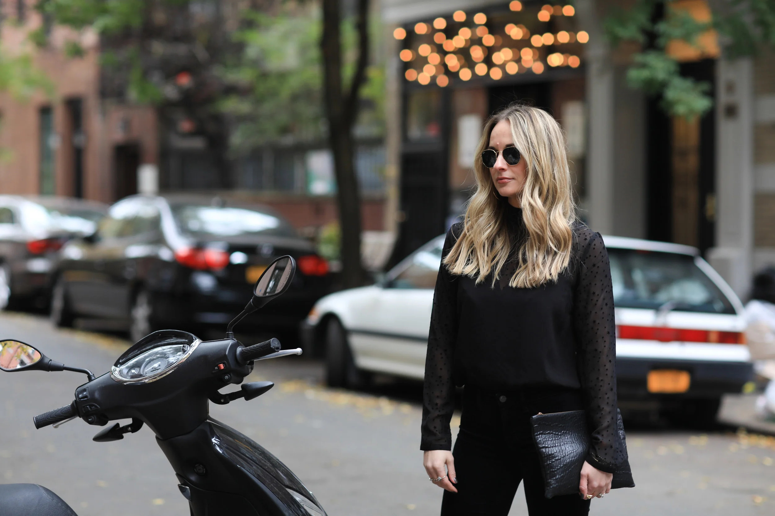 sheer star print blouse 