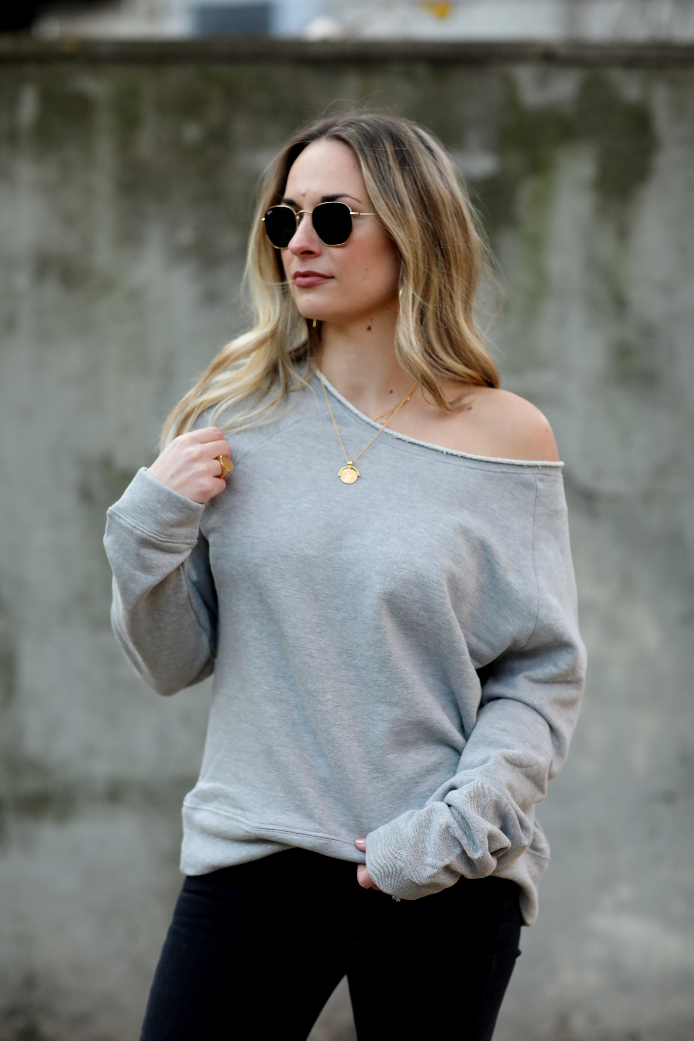 off the shoulder sweatshirt