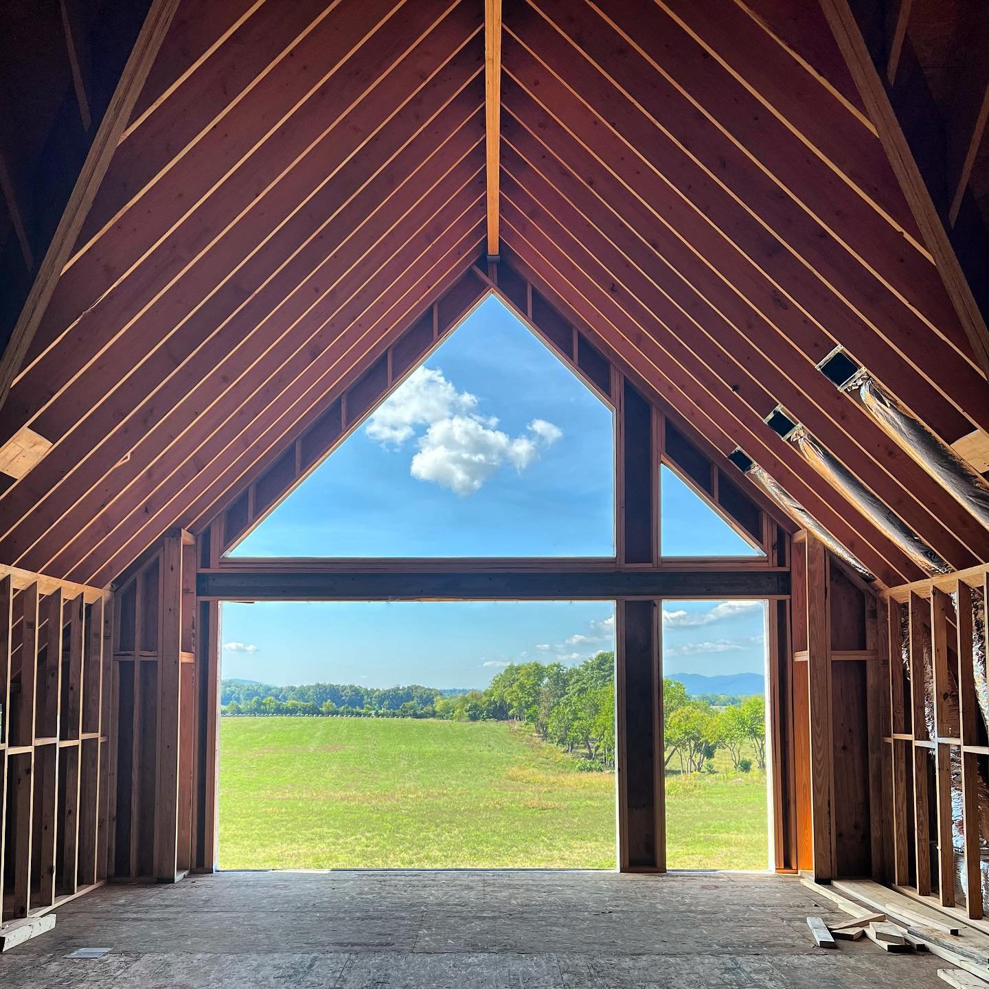 Room with a VIEW! Stunning views (and blue skies) from our Virginia project last week. #customhomes #phillyarchitect #mainlinearchitect #modernfarmhouse