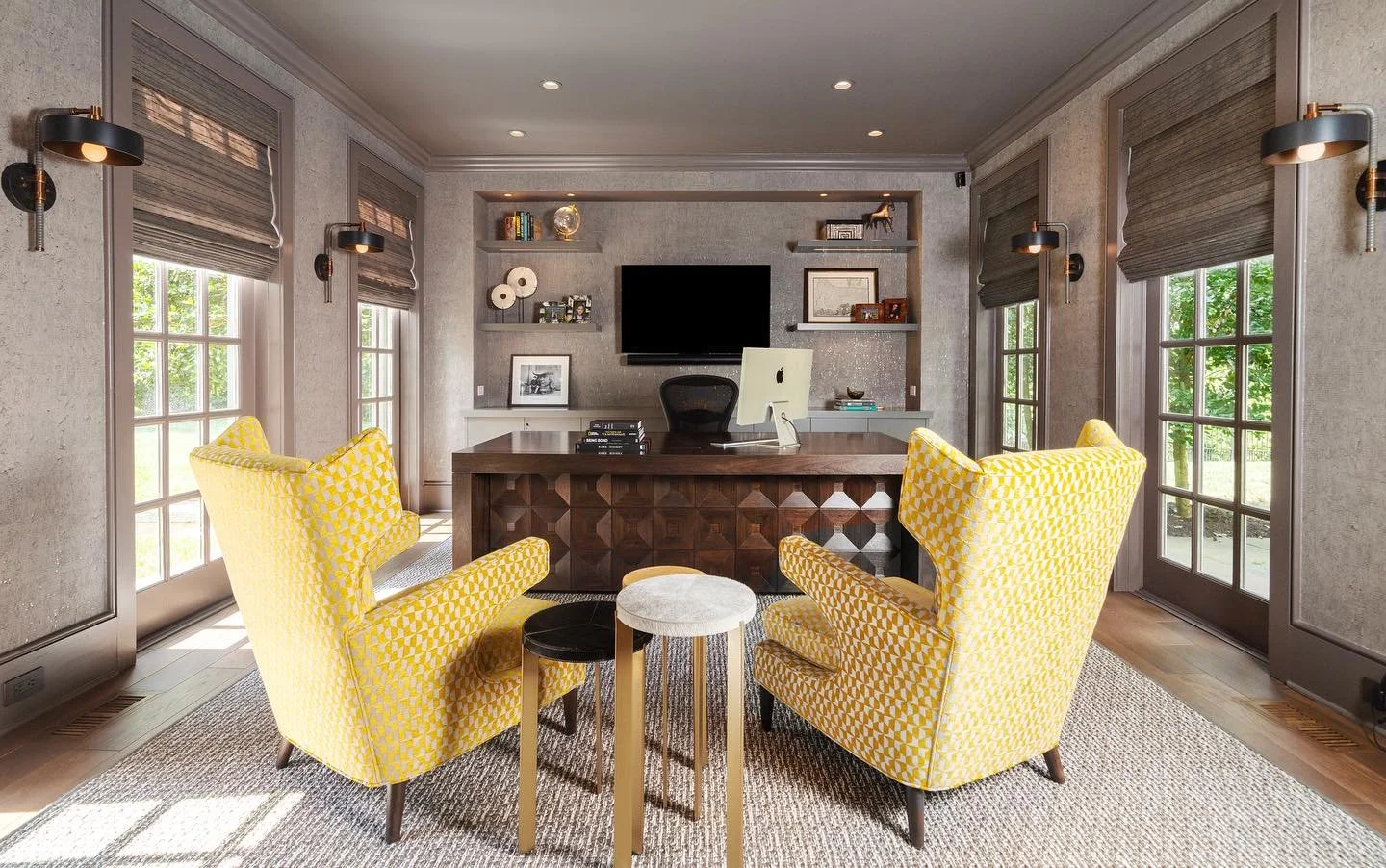 Tuesday morning office views.

Architecture &amp; Design: Abby Schwartz Associates
Contractor: Cappelletti Custom Builders
Interior Design: L. Kate Interiors 
Cabinetry: Bluebell Fine Cabinetry &amp; Design
Photographer: Linda McManus Images

#philly