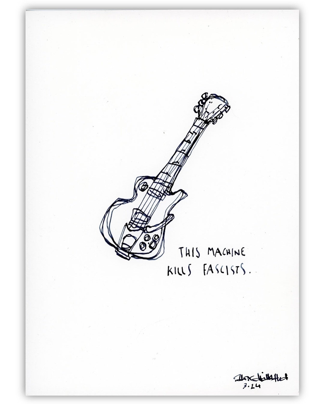 Sometimes I am being asked to make a second edition of a drawing that has already been sold. I never do the same one twice so there is always a twist &hellip; this one here is special: I&rsquo;ve been asked to draw a very specific guitar - the legend