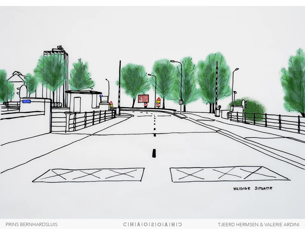Bomen, afwijkend groen, te veel borden; chaos