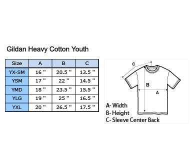 Gildan Youth Size Chart Age