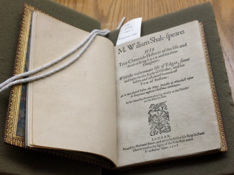 First quarto of King Lear, with extremely busy title page!