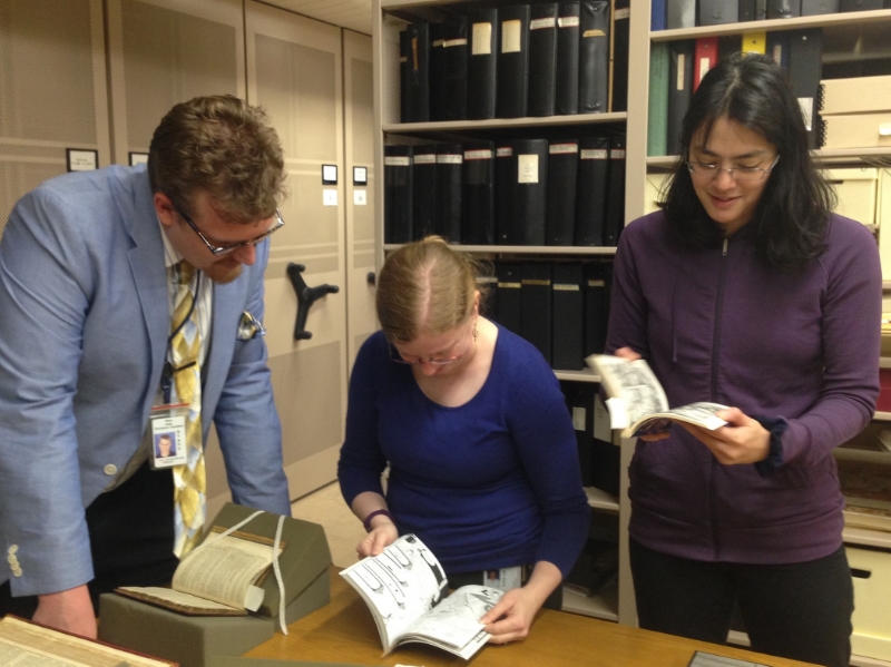 Flipping through comic book adaptations of Macbeth and Twelfth Night . I am part of a noble tradition. (Photo by Kate Pitt.)
