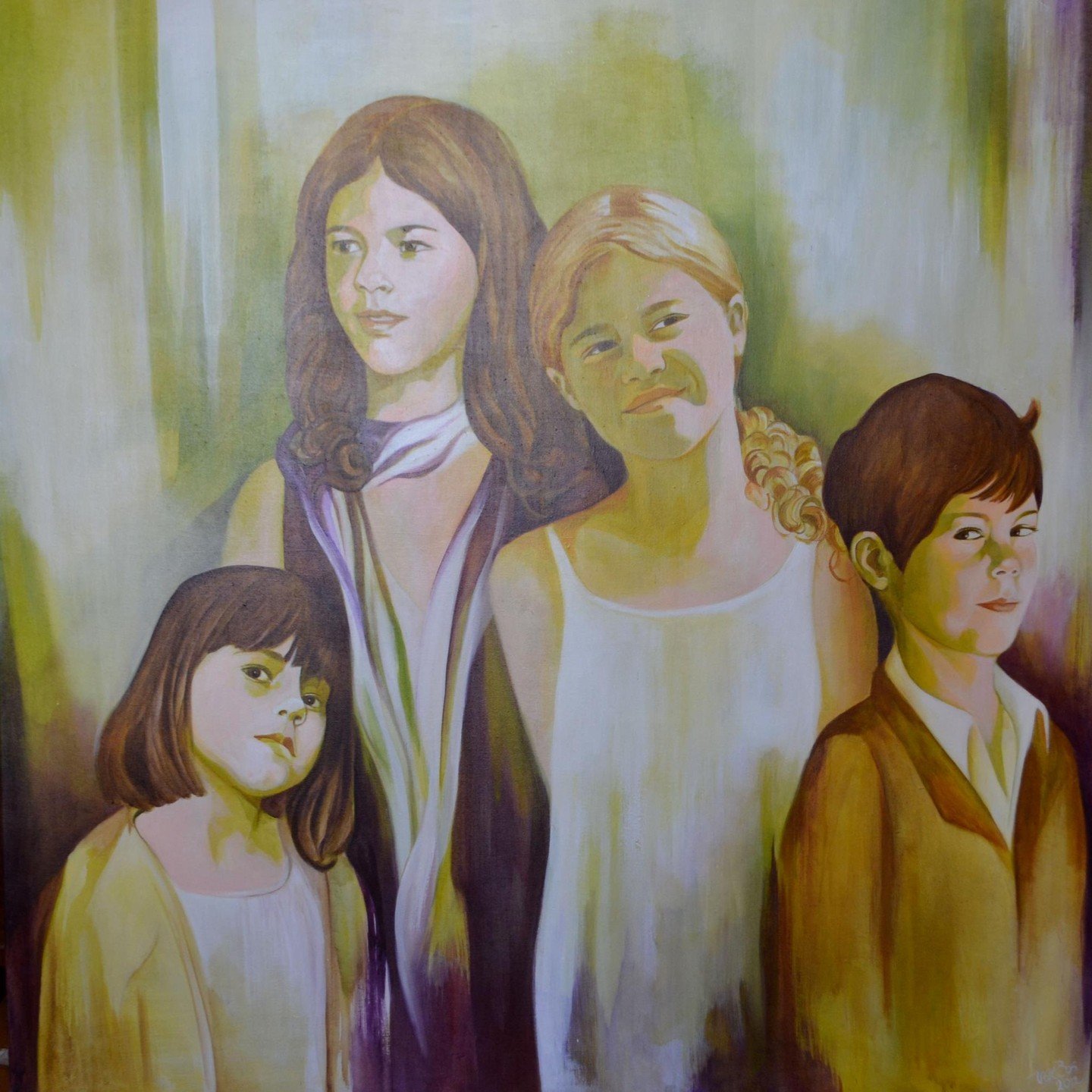 Getting myself ready for painting looking at a commission from the past, 2011 pregnant with Morven, painting this lovely family.