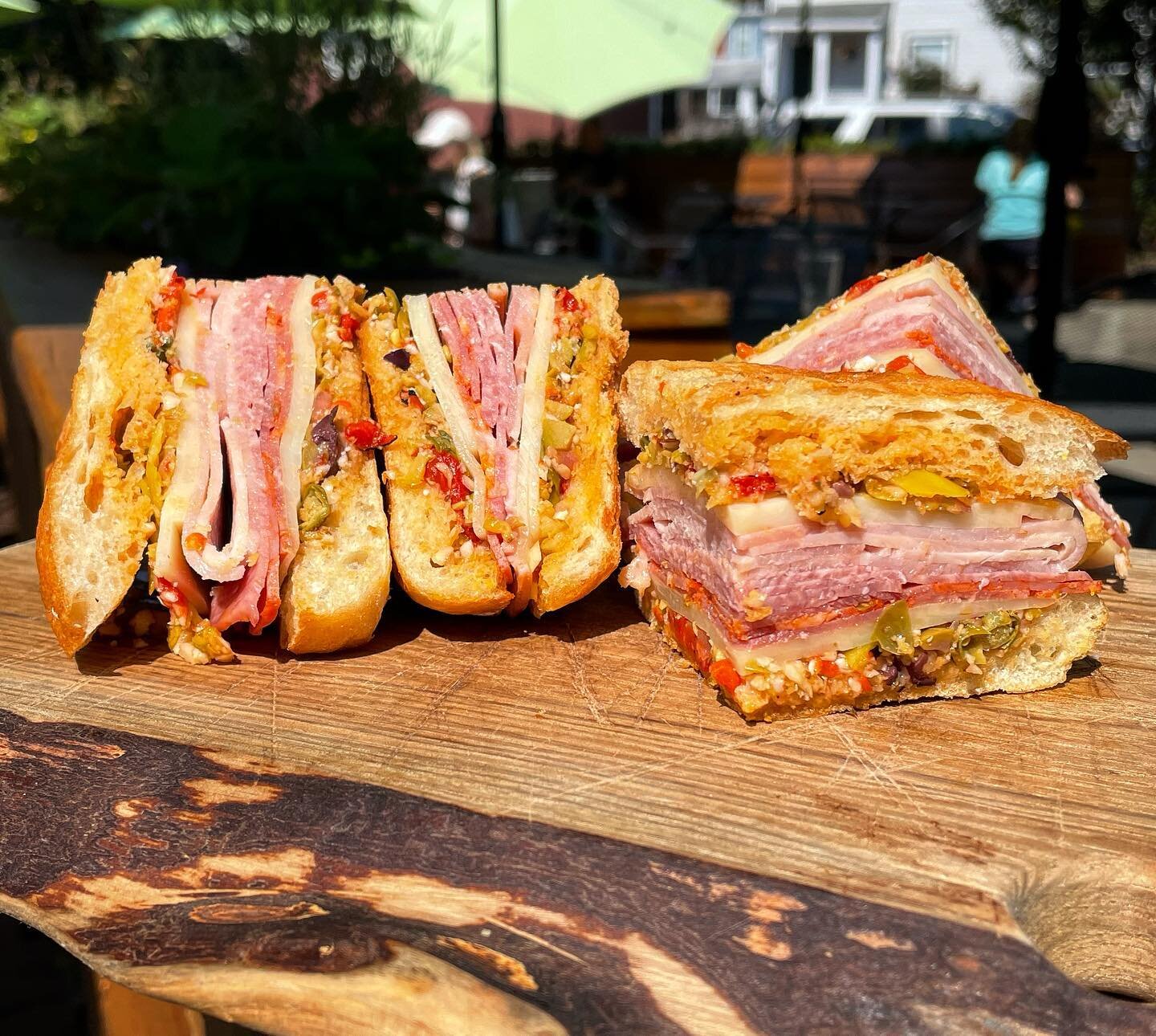 Today&rsquo;s special is the Muffuletta with olive salad, provolone, genoa, ham and capicola on ciabatta!  Soups of the moment are vegetarian/gf Spicy Tomato Basil or Chicken Noodle and our seasonal side is Summer Veggie Salad!
&bull;&bull;&bull;
#da