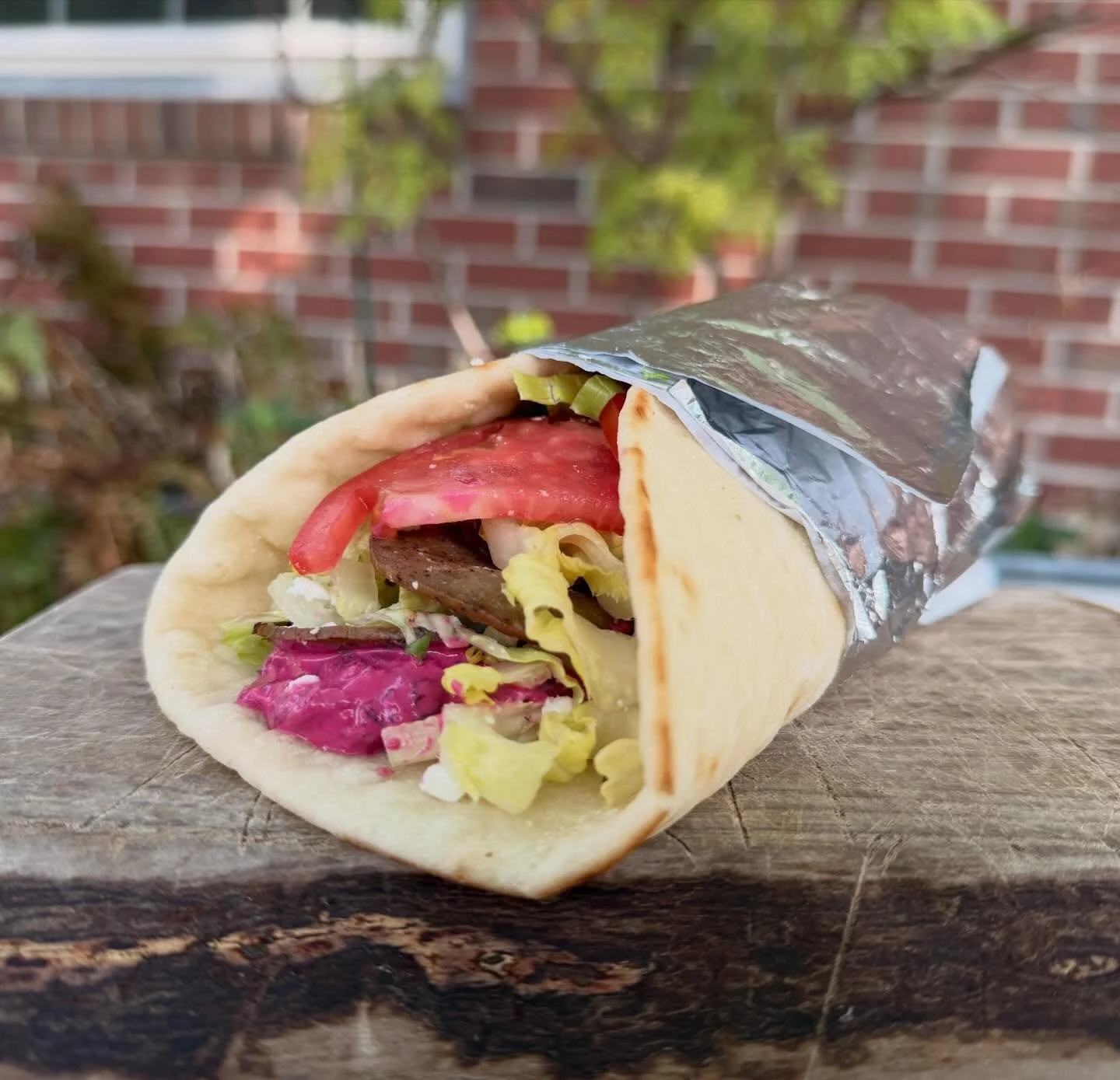 Hey there folks! Our special this weekend is the "Beets Me!" with gyro meat (lamb &amp; beef), roasted beet tzatziki, feta cheese, shredded lettuce, and tomato wrapped up in a warm pita! Soups right now are Tomato &amp; Mushroom and White B
