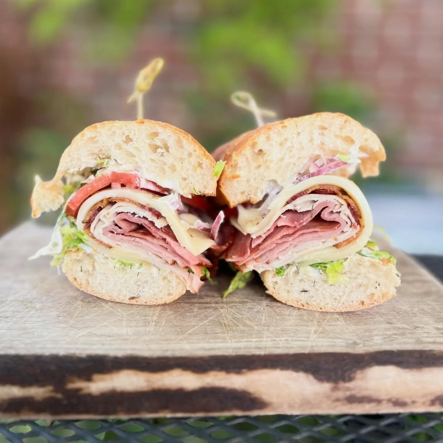 This weeks special is &ldquo;Farmer&rsquo;s Daughter&rdquo; with turkey, ham, bacon, Swiss, lettuce, tomato, red onion, and buttermilk ranch on a toasted sub roll.
Our soups of the moment are Tomato and Leek or Chicken and Mushroom

#weeklyspecial #d