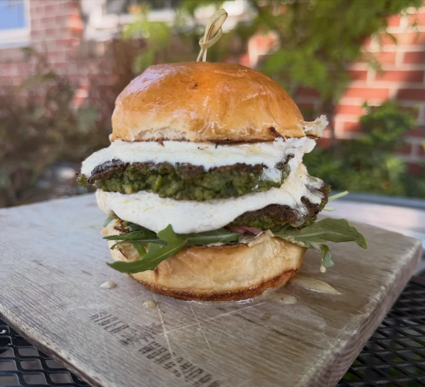 Happy Friday! Our special this weekend is the "Jolly Green Giant" with TWO smashed falafel patties, whipped feta, garlic hummus, hot honey, arugula, tomato, and pickled onions on a toasted brioche bun! Soups right now are Miso Pea and Spicy