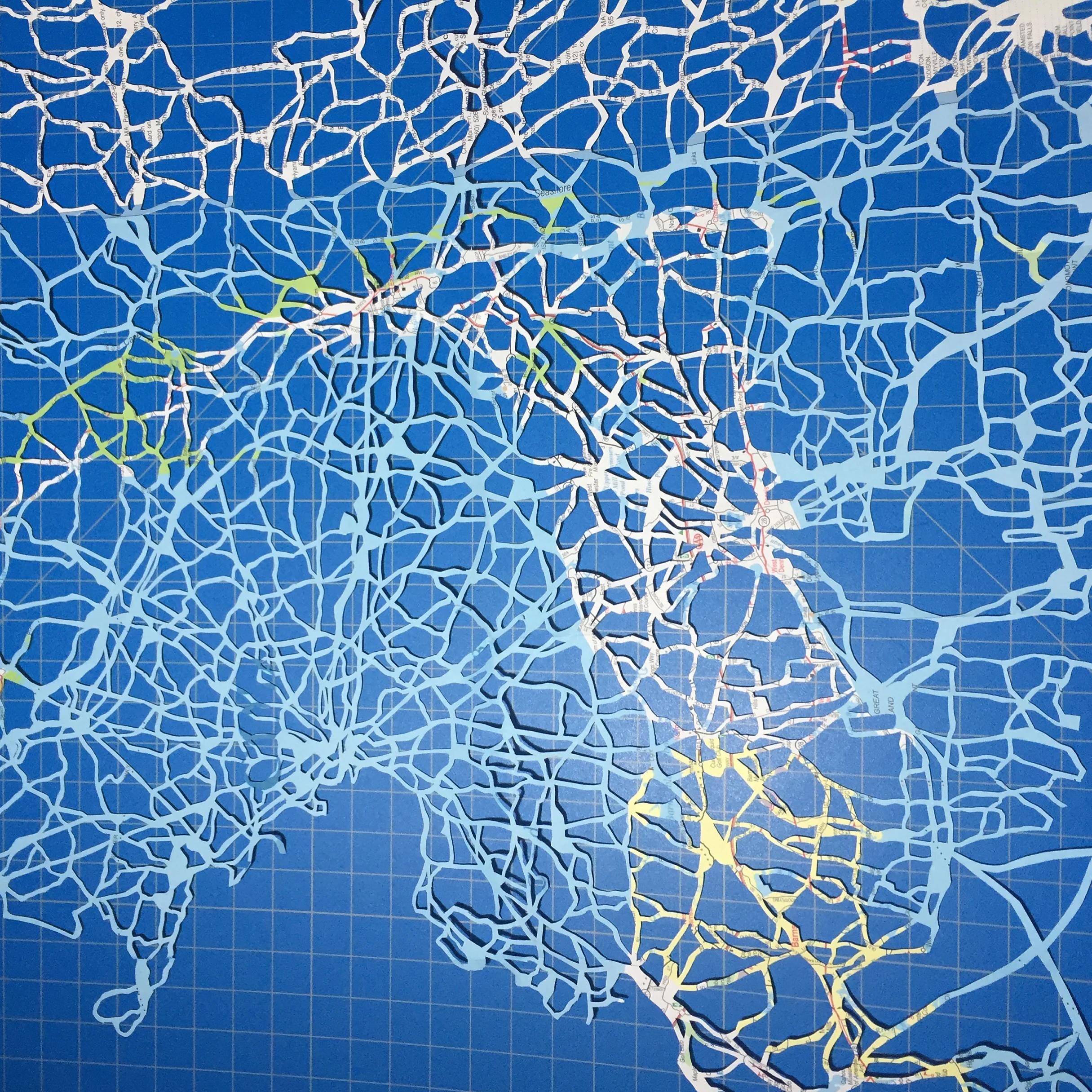 detail image of map cutting work in progress