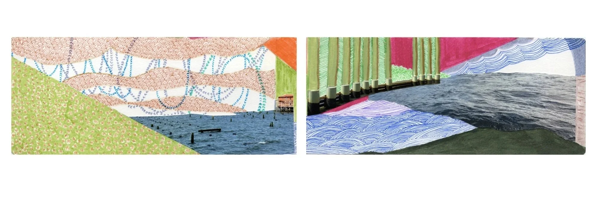 pylons and pinkhouses
3.5 x 16.5"
photo collage/mixed media on paper