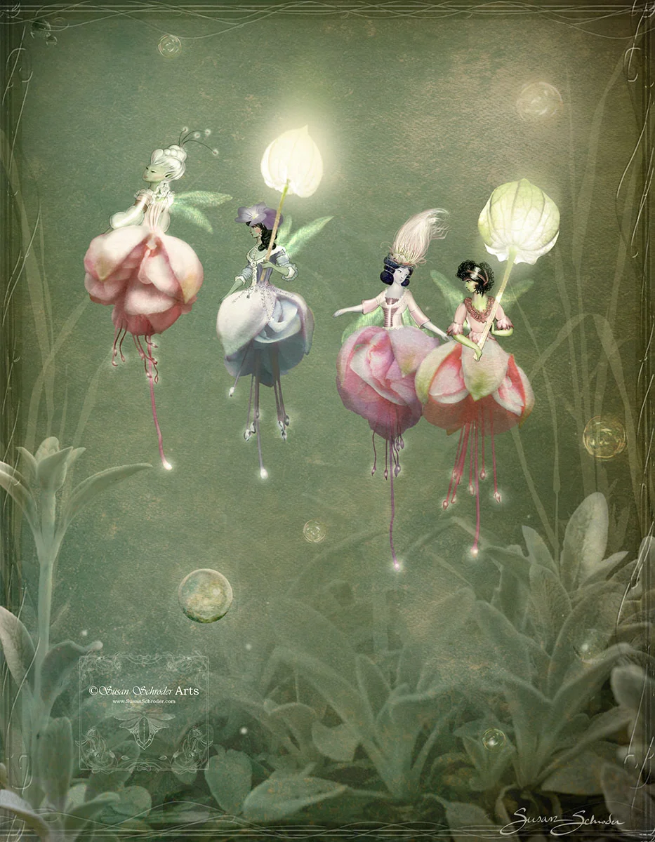 Floating Fuchsia Flower Fairies
