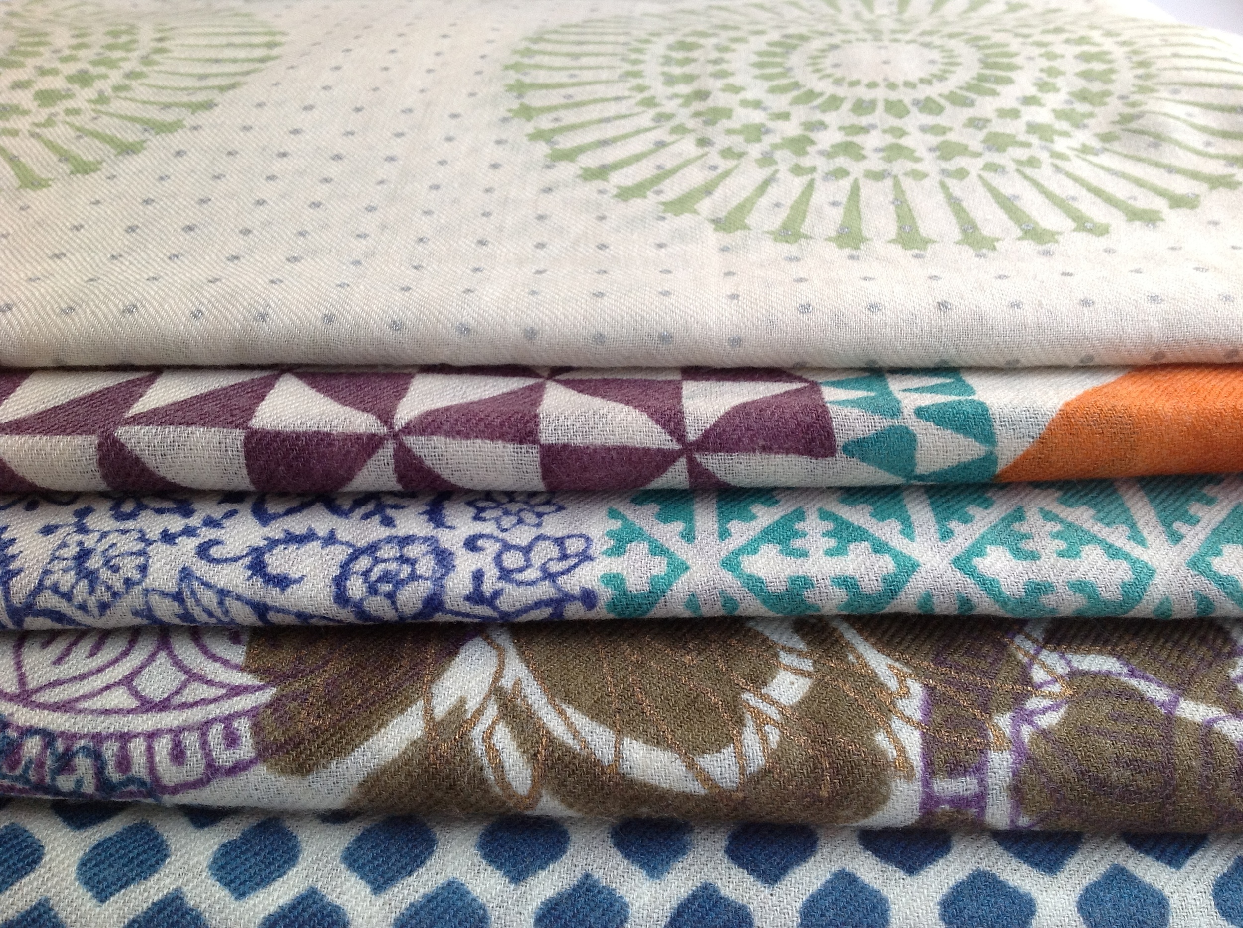 luxurious merino wool block-printed by hand