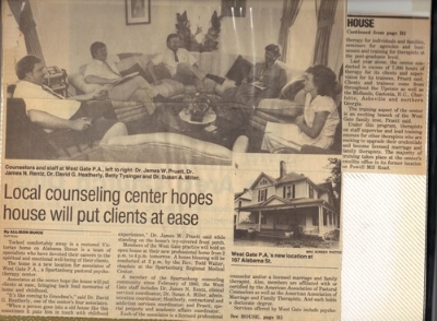 Newspaper article. Circa 1987. Opening of the new family therapy clinic.