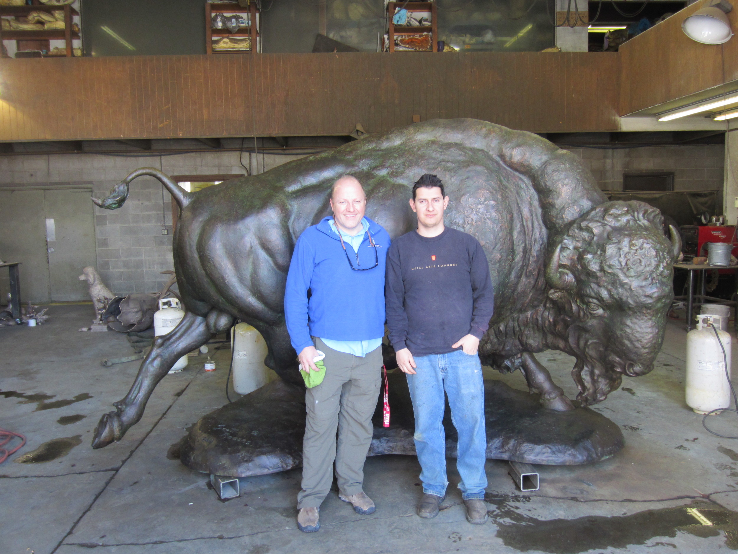  Artist Scott Rogers with our patina artist Enrique 