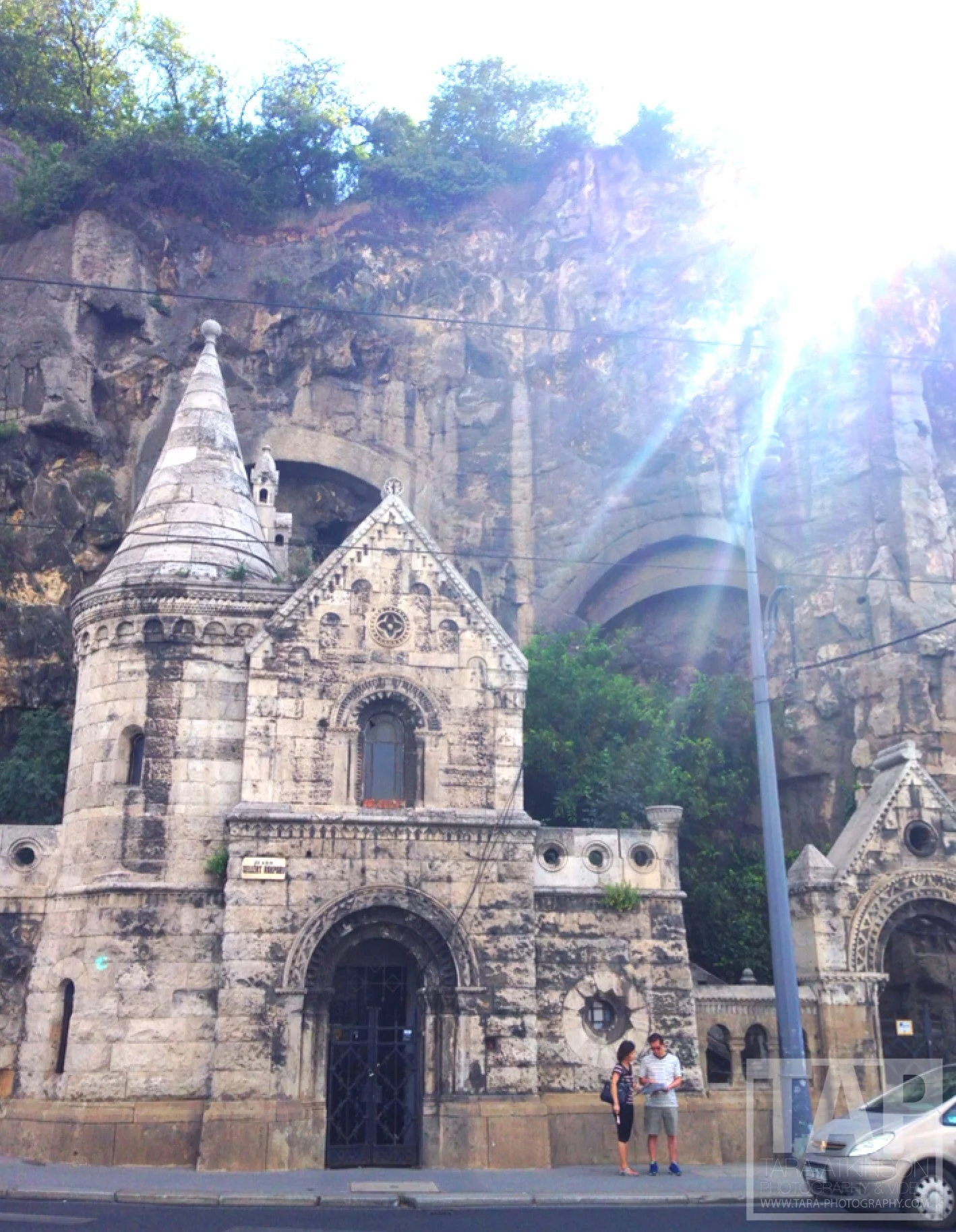 This is the Buda side of Budapest , you can spot some awesome historical buildings which sit on the sides of the Buda hills - some parts of them are carved out of rock. 