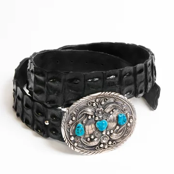 Croc Turquoise Three Stone Belt
