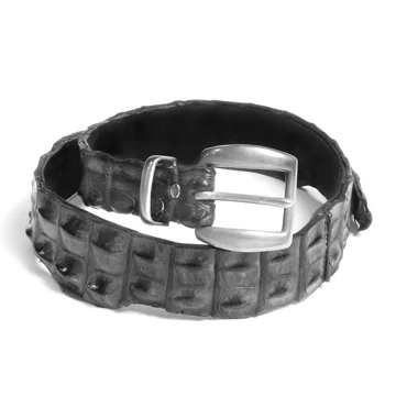 Charcoal Croc Matte Silver Belt