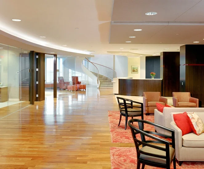 Choate Hall and Stewart LLP Boston, MA 154,000 SF This law firm occupies seven floors of a cylindrical building overlooking the harbor in downtown Boston. In addition to standardized offices, secretarial spaces and conference rooms, the
