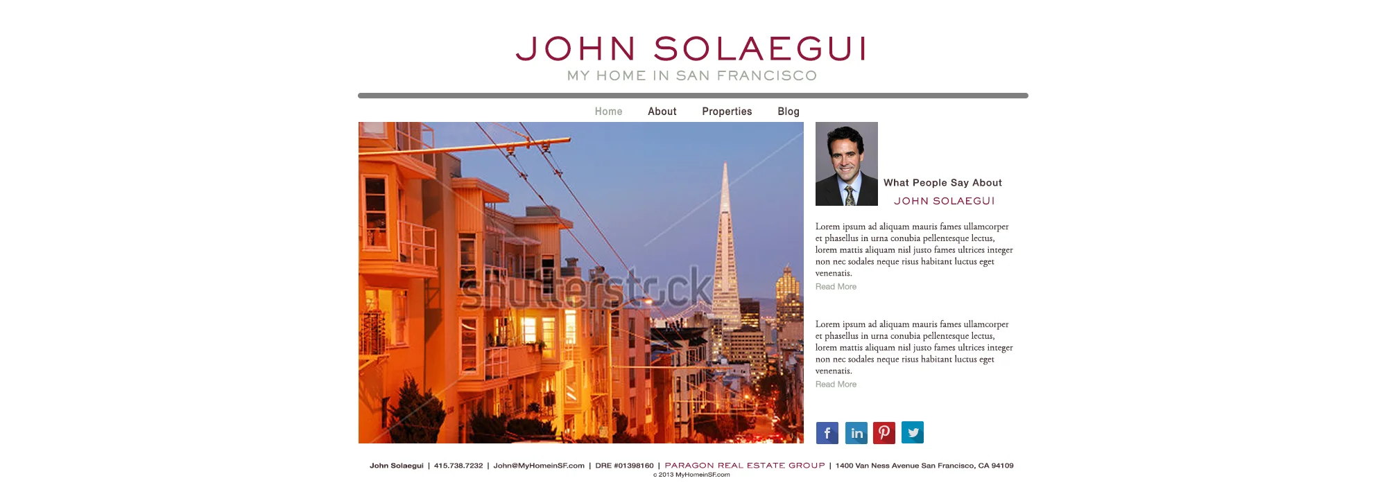 Our work for John focused on building a simple website that evoked the beauty of living in San Francisco. The complete site is rich in detail, with maps and neighborhood breakdowns all intended to give potential buyers a sense of the life they