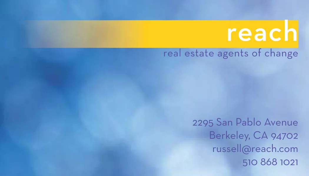This sketch for a San Francisco real estate company evoked pearls, a pool ball reaching the pocket and solar eclipses, all in one memorable but enigmatic image. The company had a storyline for each interpretation, but we liked it most for the unforgettable sense of the unusual it left us long afterwards. Client: Reach Real Estate Program: kick | start Deliverables: Logo, Business Card