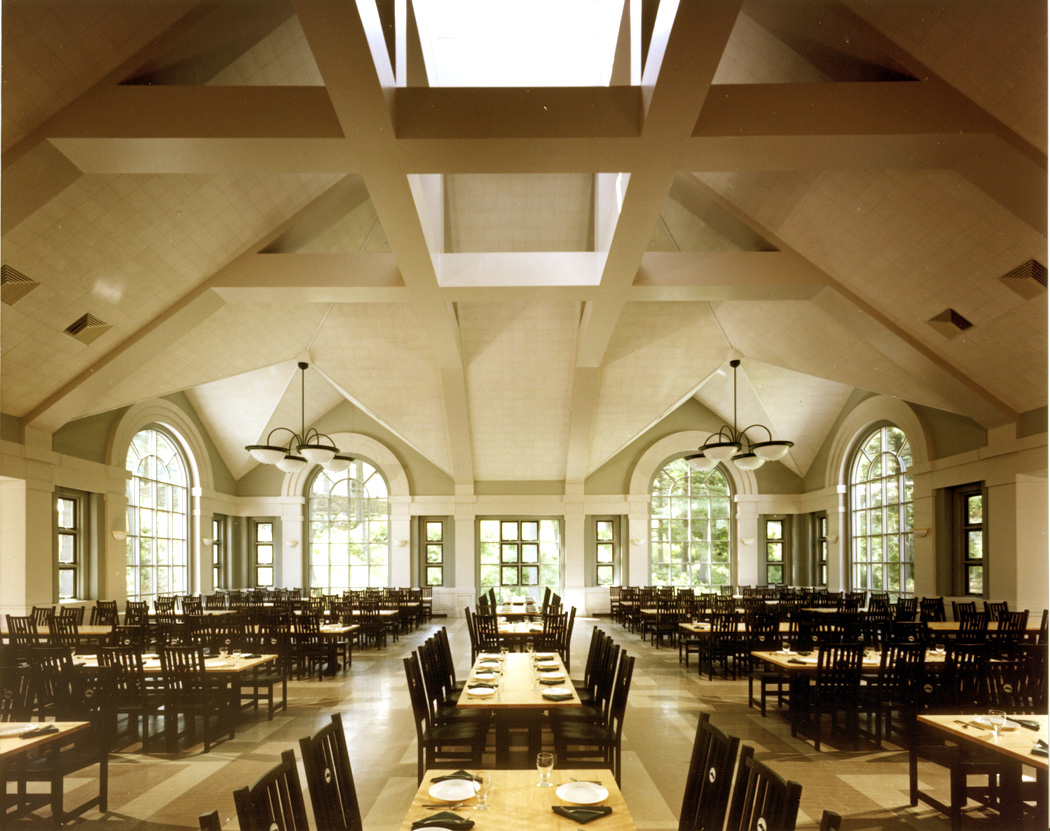 The Berkshire School Sheffield, Massachusetts New Construction Interior Designer: Polly Dithmer Office of Record: Architectural Resources Cambridge (ARC) Inc. This private school is located in the Berkshire Mountains of western Massachusetts. The firm collaborated with Architectural Resources Cambridge (ARC) to specify furniture and develop subtle interior finish palettes to highlight the architecture and the magnificent views of the surrounding landscape. The design sought to balance contemporary usage with a traditional architecture by keeping the interiors very straight-forward. A 300 seat dining hall, living areas, a game room and space for student groups received simple, durable wood furniture, and all surfaces were kept quite neutral in tone.